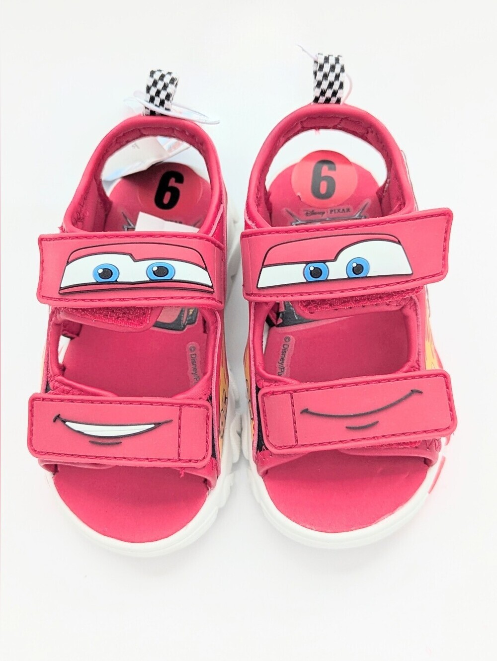 NWT Cars Lightning McQueen Kids (Size 6) Light-Up Sandals w/Velcro Open/Close